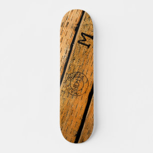 mit Monogramm Holzplanen gestempelt w "Made in USA Skateboard