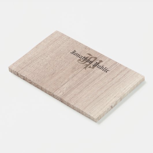 Mit Monogramm Holzschau alte Skriptvorlage Post-it Klebezettel (angewinkelt)