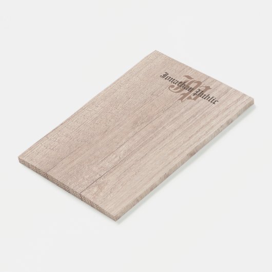 Mit Monogramm Holzschau alte Skriptvorlage Post-it Klebezettel (angewinkelt)