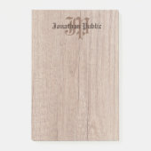 Mit Monogramm Holzschau alte Skriptvorlage Post-it Klebezettel (Vorderseite)