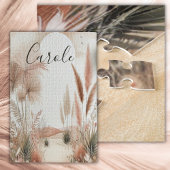 Mit Monogramm Hübsch in rosa Pampasgras | Puzzle