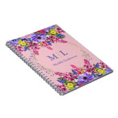 Mit Monogramm Hübsch rosa Multicolor-Blumenmuster Notizblock (Rechte Seite)