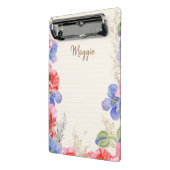 Mit Monogramm hübsche Aquarelllinien und Blume Mini Klemmbrett (Gewinkelt2)