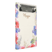 Mit Monogramm hübsche Aquarelllinien und Blume Mini Klemmbrett (Schrägansicht)