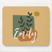 Mit Monogramm hübsche Farben Beige und Grün Einfac Mousepad (Vorne)