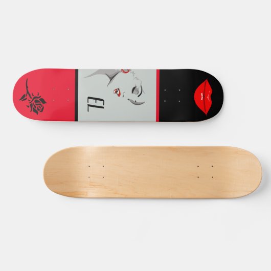 Mit Monogramm Hübsche Frauen und Lippen Skateboard (Horizontal)