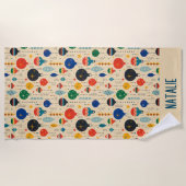 Mit Monogramm hübsche Ornament Retro Strandtuch (Vorderseite)