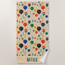 Mit Monogramm hübsche Ornament Retro Strandtuch