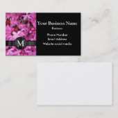 Mit Monogramm hübsche rosa Blume Visitenkarte (Vorne/Hinten)