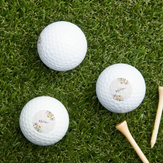 Mit Monogramm Hübsche Wildblume Bouquet Golfball (Insitu Gras)