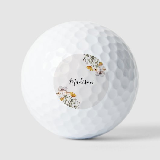 Mit Monogramm Hübsche Wildblume Bouquet Golfball (Vorderseite)