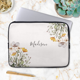 Mit Monogramm Hübsche Wildblume Bouquet Laptopschutzhülle