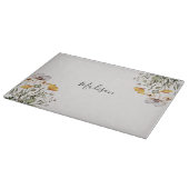 Mit Monogramm Hübsche Wildblume Bouquet Schneidebrett (Ecke)