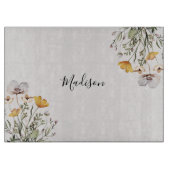 Mit Monogramm Hübsche Wildblume Bouquet Schneidebrett (Vorderseite)