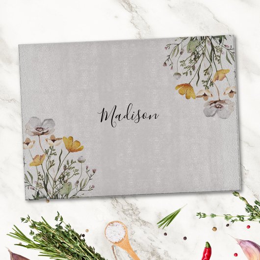 Mit Monogramm Hübsche Wildblume Bouquet Schneidebrett