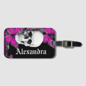 Mit Monogramm Hübscher Gothischer Schädel Gepäckanhänger (Vorderseite (Horizontal))