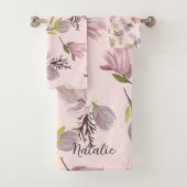 Mit Monogramm hübsches und romantisches Rosa Badhandtuch Set (Insitu)