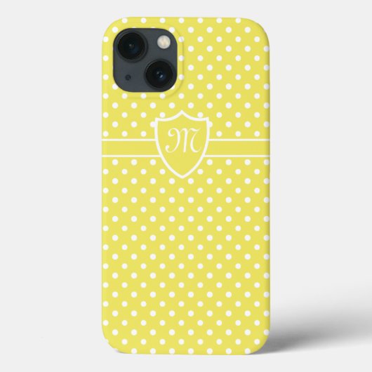 Mit Monogramm Hübsches Weiß auf Gelben Polka Dot Case-Mate iPhone Hülle (Rückseite)