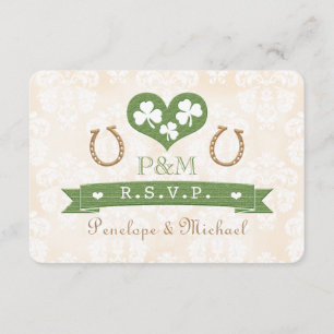 Mit Monogramm Hufeisen-Kleeblatt-Antwortkarte UAWG RSVP Karte
