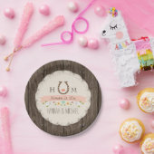 Mit Monogramm Hufeisenhochzeit in Rosa Pappteller (Party)