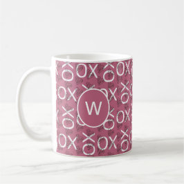 Mit Monogramm Hugs Kisses XOXO Pink Kaffeetasse
