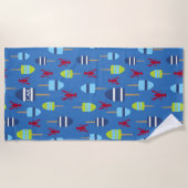 Mit Monogramm Hummer-Bojen-Seestrand-Haus-Spaß Strandtuch (Vorderseite)