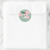Mit Monogramm Hummingbird Minze Green Pink Decke K Runder Aufkleber (Tasche)