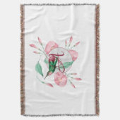 Mit Monogramm Hummingbird Pink Minze Blütendekorat Decke (Vorderseite Vertikal)