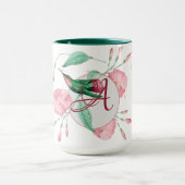 Mit Monogramm Hummingbird Pink Minze Blütendekorat Tasse (Zentrum)