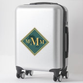 Mit Monogramm Hunter Green+ Gold Reitpferd Aufkleber (Koffer)