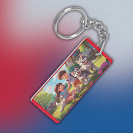 Mit Monogramm Husky-Hunde mit Kindern | Schlüsselanhänger