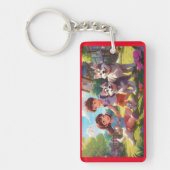 Mit Monogramm Husky-Hunde mit Kindern | Schlüsselanhänger (Vorderseite)