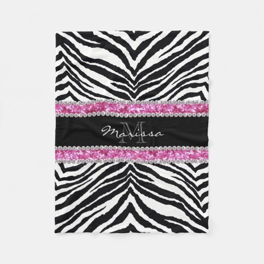 Mit Monogramm Imitat-Glitzer Bling diamante de Fleecedecke (Vorderseite)