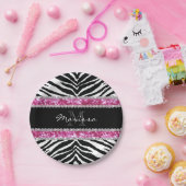 Mit Monogramm Imitat Glitzer Bling Kristall Girl's Pappteller (Party)