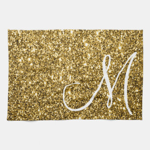 Mit Monogramm Imitat Gold-Glitzer-Spargel Geschirrtuch