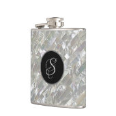 Mit Monogramm Imitat-Weiß-Perlmutt Flachmann (Links)