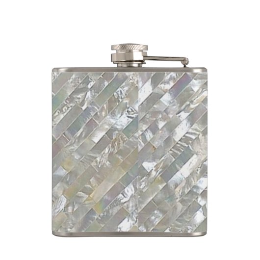 Mit Monogramm Imitat-Weiß-Perlmutt Flachmann (Rückseite)