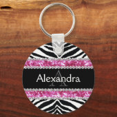 Mit Monogramm Imitate Glitzer Bling Zebra Girls Na Schlüsselanhänger (Vorderseite)