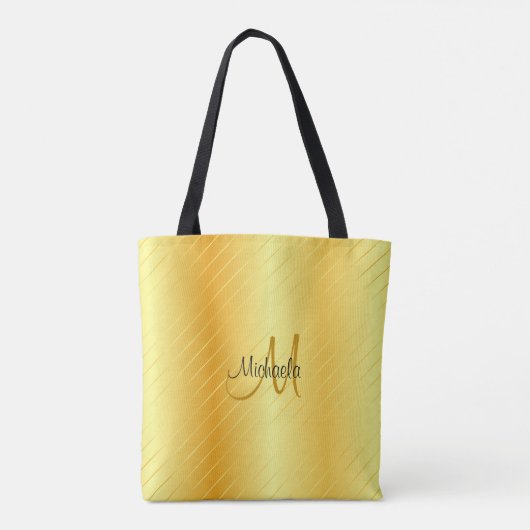 Mit Monogramm Imitate Gold Elegante Moderne Vorlag Tasche (Rückseite)