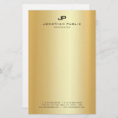 Mit Monogramm Imitate Gold Moderne Elegante Vorlag Briefpapier (Vorne/Hinten)
