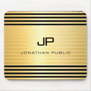 Mit Monogramm Imitate Gold Schwarz Moderne Elegant Mousepad