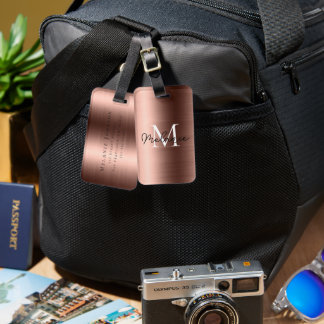 Mit Monogramm Imitate Rose Gold Metallgewebe Gepäckanhänger