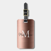 Mit Monogramm Imitate Rose Gold Metallgewebe Gepäckanhänger (Vorderseite vertikal)