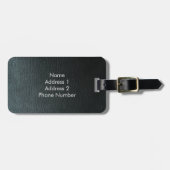 Mit Monogramm Imitate Schwarzes Leder Textur Gepäckanhänger (Vorderseite horizontal)