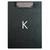 Mit Monogramm Imitate Schwarzes Leder Textur Klemmbrett (Vorderseite)