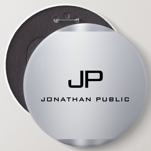 Mit Monogramm Imitate Silver Metallic Look Templat Button (Vorne & Hinten)