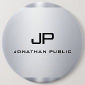 Mit Monogramm Imitate Silver Metallic Look Templat Button (Vorderseite)
