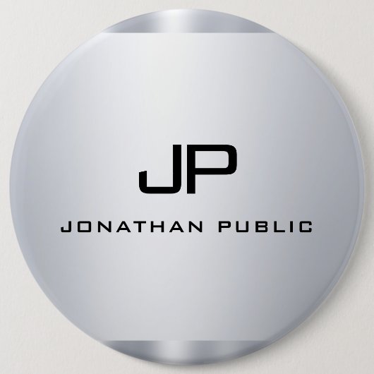 Mit Monogramm Imitate Silver Metallic Look Templat Button (Vorderseite)