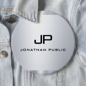 Mit Monogramm Imitate Silver Metallic Look Templat Button (Beispiel)