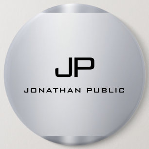 Mit Monogramm Imitate Silver Metallic Look Templat Button